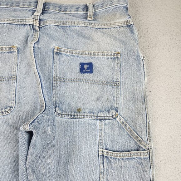 Y2K Carpenter Jeans Mens 34x30 Baggy Loose Workwear DESTROYED Denim THRASHED - Picture 14 of 16